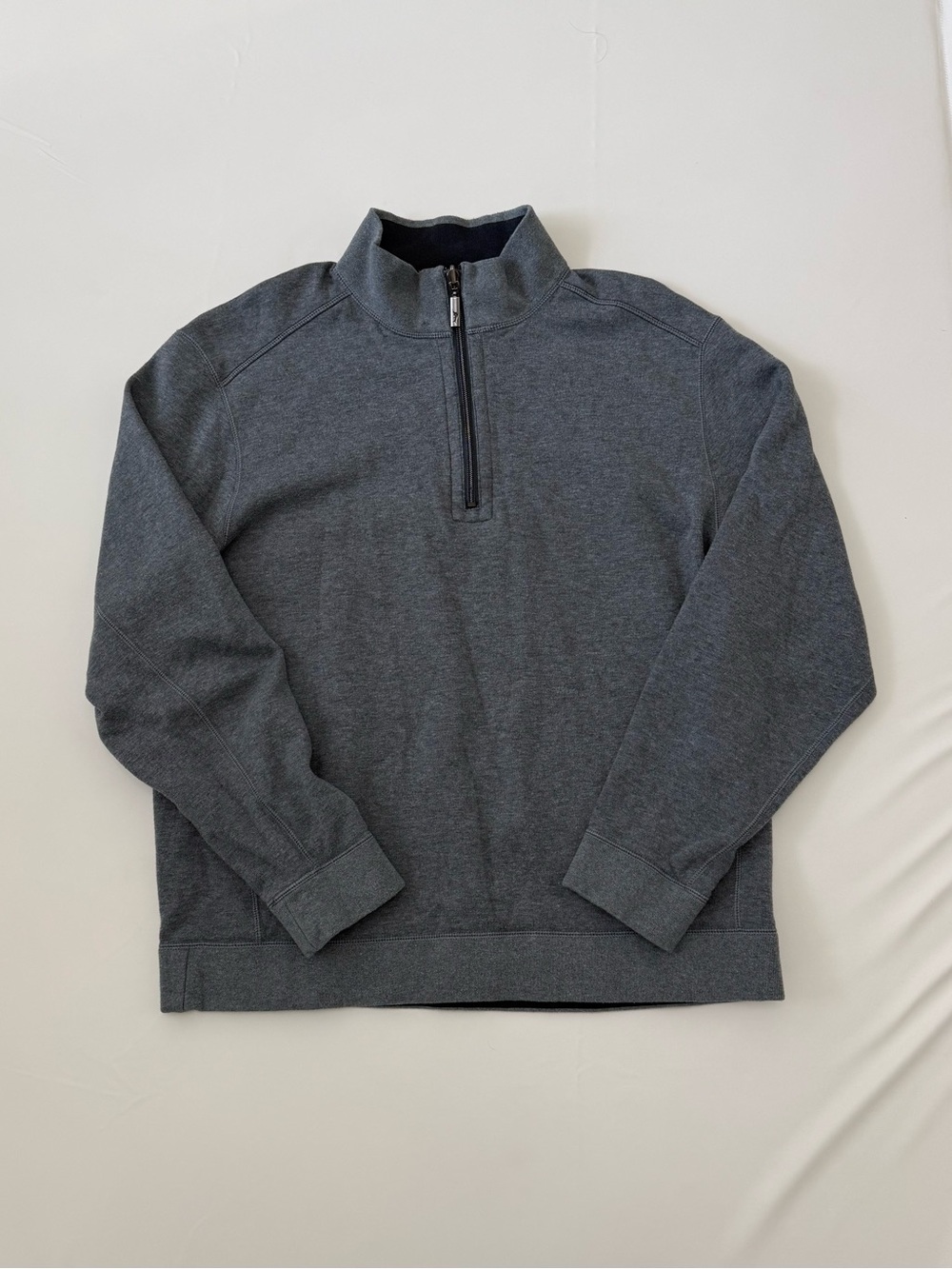 Tommy Bahama Men's Flip-Coast Reversible Quarter Zip Sweater in Charcoal Gray